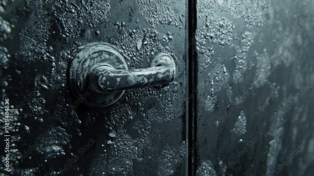 Poster close up view of microbes on everyday surfaces highlighting hygiene concerns on door handles and sma