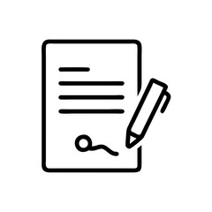 Contract icon featuring a simple design with a pen and signature line