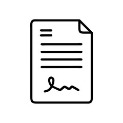 Contract icon featuring a simple design with a signature line and folded corner