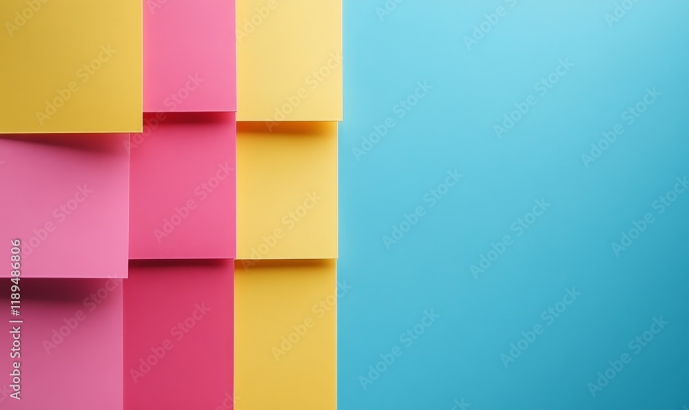 Poster colorful sticky notes. design post it for work memo reminders, business planning and scheduling, gen