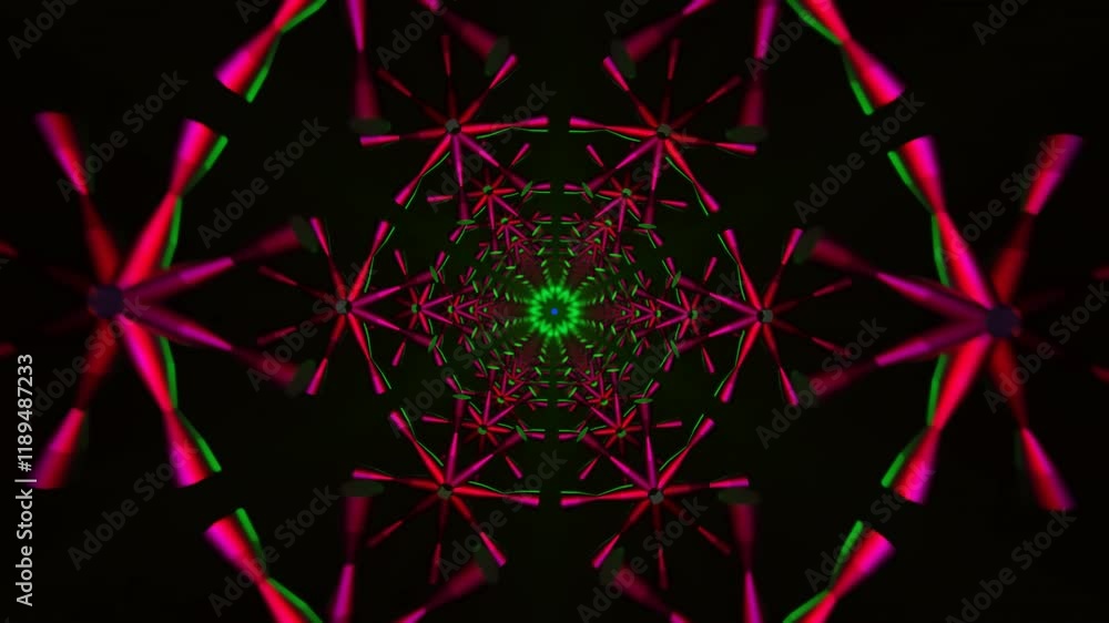Poster futuristic neon geometry with rotating light animations