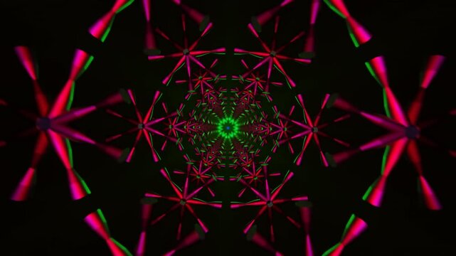 Futuristic Neon Geometry With Rotating Light Animations