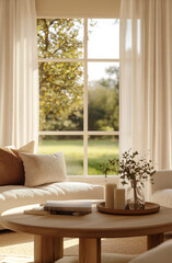 Naklejka premium Cozy living room with natural light