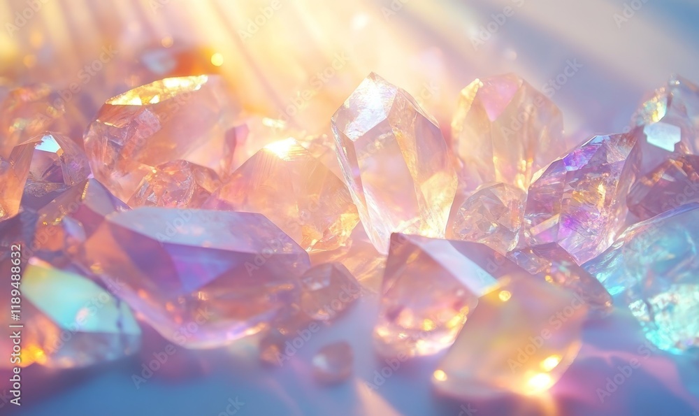Aufkleber crystal rainbow prism light effect. background overlay pattern design., generative ai
