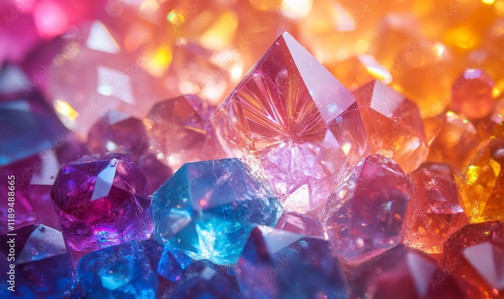 Aufkleber crystal rainbow prism light effect. background overlay pattern design., generative ai