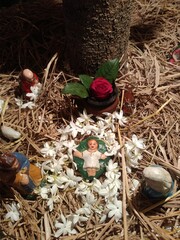 Beautiful Christmas Crib Nativity Scene.