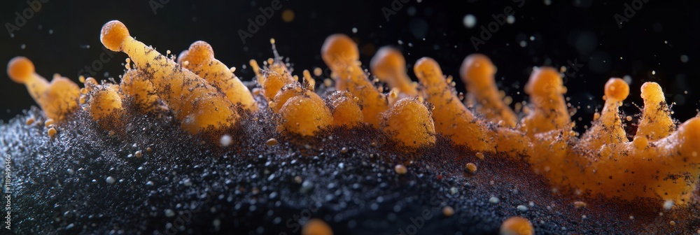 Aufkleber close up view of microbes found on common surfaces including door handles and smartphones. generativ