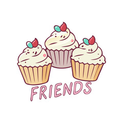 cupcakes with friends toppercupcakes with friends topper vector illustration - simple illustration of cupcakes with friends topper, perfect for logos cupcakes with friends topper