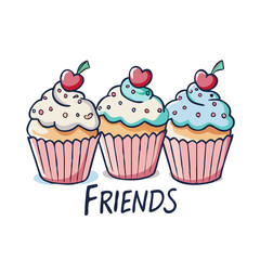 cupcakes with friends topper cupcakes with friends topper vector illustration - simple illustration of cupcakes with friends topper, perfect for logos cupcakes with friends topper