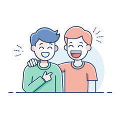 friends laughing togetherfriends laughing together vector illustration - simple illustration of friends laughing together, perfect for logos friends laughing together