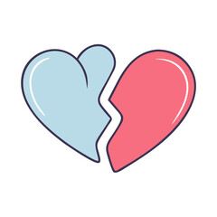 heart split in two halves heart split in two halves vector illustration - simple illustration of heart split in two halves, perfect for logos heart split in two halves