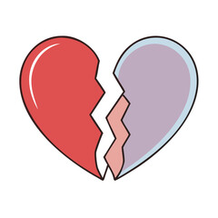heart split in two halvesheart split in two halves vector illustration - simple illustration of heart split in two halves, perfect for logos heart split in two halves