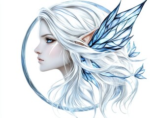 Ethereal Fantasy Portrait of a Winter Fairy with Ice Wings