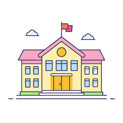 school building vector icon, school building vector illustration - simple illustration of school building, perfect for logos school building