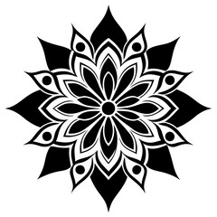 Simple mandala silhouette vector Art design, Floral mandala Illustration, ornament, flower, design, outline, template, pattern, ethnic. mandala design for invitation card, coloring book.