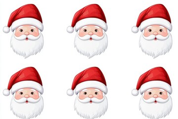 Cheerful Cartoon Santa Faces for Holiday and Christmas Celebrations