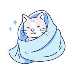 cat in a cozy blanket vector icon, cat in a cozy blanket vector illustration - simple illustration of cat in a cozy blanket, perfect for logos cat in a cozy blanket