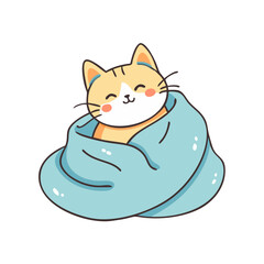 cat in a cozy blanket vector icon, cat in a cozy blanket vector illustration - simple illustration of cat in a cozy blanket, perfect for logos cat in a cozy blanket