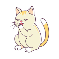cat licking paw vector icon, cat licking paw vector illustration - simple illustration of cat licking paw, perfect for logos cat licking paw