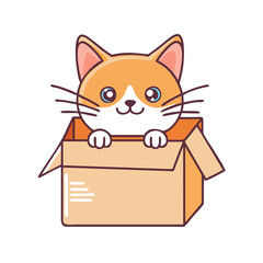 cat peeking from box vector icon, cat peeking from box vector illustration - simple illustration of cat peeking from box, perfect for logos cat peeking from box