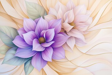 Fototapeta premium Stunning Floral Artwork Featuring Elegant Purple and White Flowers