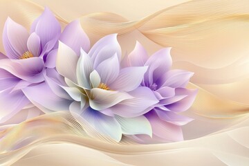 Fototapeta premium Elegant Pastel Lotus Flowers with Soft Flowing Background Patterns