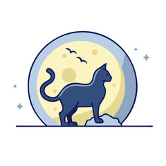 cat silhouette in moonlight vector icon, cat silhouette in moonlight vector illustration - simple illustration of cat silhouette in moonlight, perfect for logos cat silhouette in moonlight