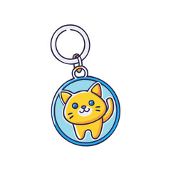 cat themed keychain vector icon, cat themed keychain vector illustration - simple illustration of cat themed keychain, perfect for logos cat themed keychain