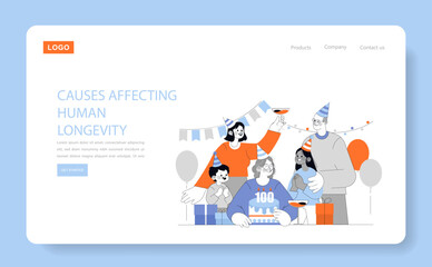 Causes Affecting Human Longevity. Flat Vector Illustration