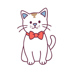 cat with a bow tie vector icon, cat with a bow tie vector illustration - simple illustration of cat with a bow tie, perfect for logos cat with a bow tie