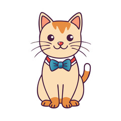 cat with a bow tie vector icon, cat with a bow tie vector illustration - simple illustration of cat with a bow tie, perfect for logos cat with a bow tie