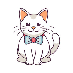 cat with a bow tie vector icon, cat with a bow tie vector illustration - simple illustration of cat with a bow tie, perfect for logos cat with a bow tie