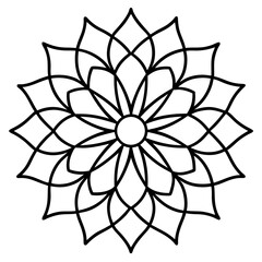 Simple mandala silhouette vector Art design, Floral mandala Illustration, ornament, flower, design, outline, template, pattern, ethnic. mandala design for invitation card, coloring book.