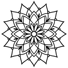 Simple mandala silhouette vector Art design, Floral mandala Illustration, ornament, flower, design, outline, template, pattern, ethnic. mandala design for invitation card, coloring book.
