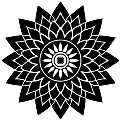 Simple mandala silhouette vector Art design, Floral mandala Illustration, ornament, flower, design, outline, template, pattern, ethnic. mandala design for invitation card, coloring book.
