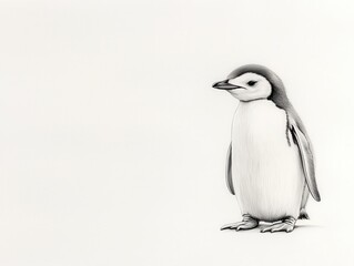 Obraz premium Adorable Illustration of a Penguin Standing Alone on White Background