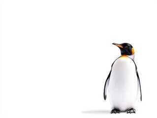 Fototapeta premium Charming Penguin Standing Proudly Against a Minimalist White Background