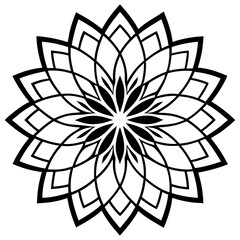Simple mandala silhouette vector Art design, Floral mandala Illustration, ornament, flower, design, outline, template, pattern, ethnic. mandala design for invitation card, coloring book.