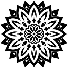 Simple mandala silhouette vector Art design, Floral mandala Illustration, ornament, flower, design, outline, template, pattern, ethnic. mandala design for invitation card, coloring book.