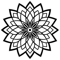 Simple mandala silhouette vector Art design, Floral mandala Illustration, ornament, flower, design, outline, template, pattern, ethnic. mandala design for invitation card, coloring book.