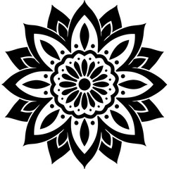 Simple mandala silhouette vector Art design, Floral mandala Illustration, ornament, flower, design, outline, template, pattern, ethnic. mandala design for invitation card, coloring book.
