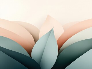 Soft Pastel Leaves in Abstract Composition for Modern Decor