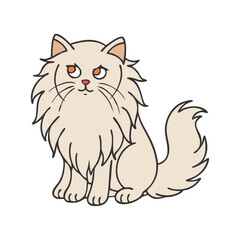 long haired fluffy cat vector icon, long haired fluffy cat vector illustration - simple illustration of long haired fluffy cat, perfect for logos long haired fluffy cat