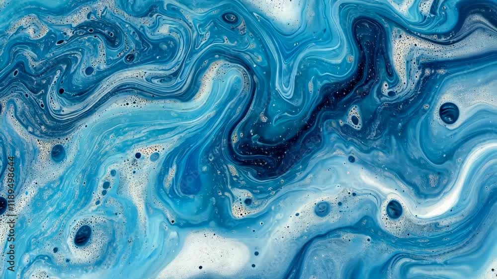 Poster abstract swirling blue patterns create a mesmerizing visual of fluid art techniques through paint mi