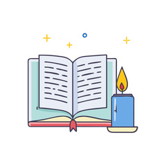 book and candle vector icon, book and candle vector illustration - simple illustration of book and candle, perfect for logos book and candle