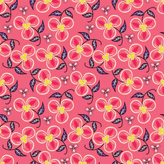 Abstract hand drawn flowers, seamless patterns with floral for fabric, textiles, clothing, poster, cover, banner, wall art, home decor, background. Vector illustration