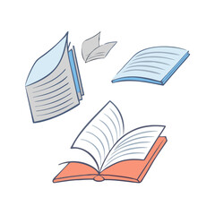 book pages flying vector icon, book pages flying vector illustration - simple illustration of book pages flying, perfect for logos book pages flying
