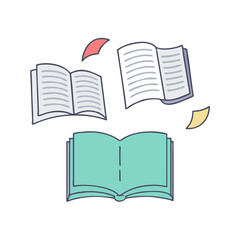 book pages flying vector icon, book pages flying vector illustration - simple illustration of book pages flying, perfect for logos book pages flying