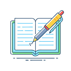 book with a pen vector icon, book with a pen vector illustration - simple illustration of book with a pen, perfect for logos book with a pen