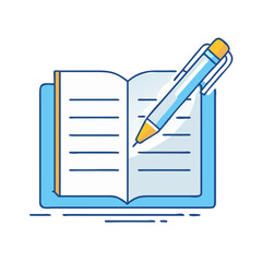 book with a pen vector icon, book with a pen vector illustration - simple illustration of book with a pen, perfect for logos book with a pen